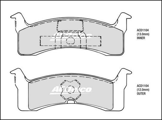 ACDelco ACD1104 - Гальмівні колодки, дискові гальма autocars.com.ua