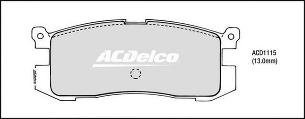 ACDelco ACD1115 - Гальмівні колодки, дискові гальма autocars.com.ua