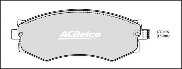 ACDelco ACD1165 - Гальмівні колодки, дискові гальма autocars.com.ua