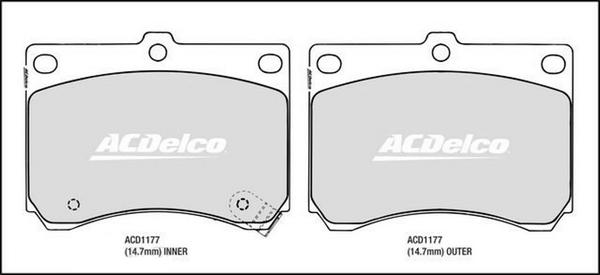 ACDelco ACD1177 - Гальмівні колодки, дискові гальма autocars.com.ua