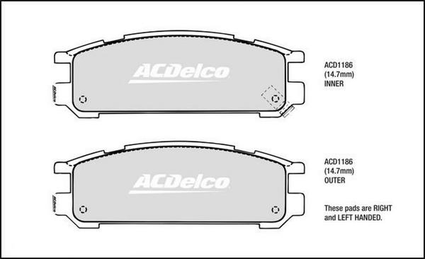 ACDelco ACD1186 - Гальмівні колодки, дискові гальма autocars.com.ua