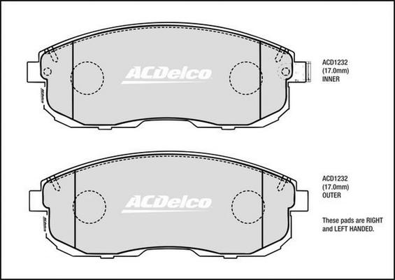 ACDelco ACD1232 - Тормозные колодки, дисковые, комплект avtokuzovplus.com.ua