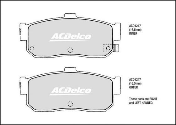 ACDelco ACD1247 - Тормозные колодки, дисковые, комплект avtokuzovplus.com.ua