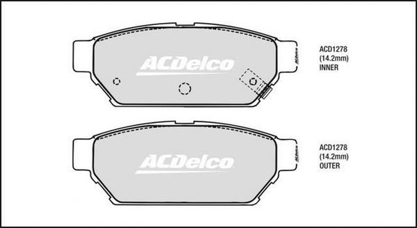 ACDelco ACD1278 - Гальмівні колодки, дискові гальма autocars.com.ua