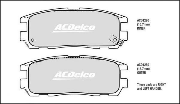 ACDelco ACD1280 - Гальмівні колодки, дискові гальма autocars.com.ua