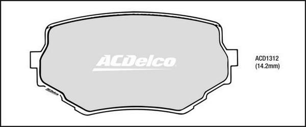 ACDelco ACD1312 - Тормозные колодки, дисковые, комплект avtokuzovplus.com.ua