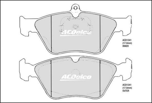 ACDelco ACD1341 - Гальмівні колодки, дискові гальма autocars.com.ua