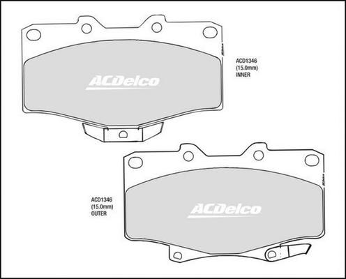 ACDelco ACD1346 - Гальмівні колодки, дискові гальма autocars.com.ua