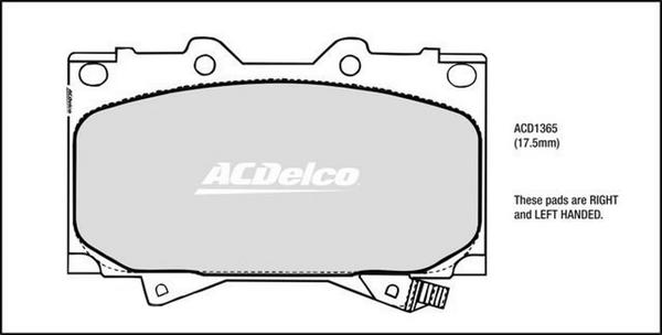 ACDelco ACD1365 - Гальмівні колодки, дискові гальма autocars.com.ua