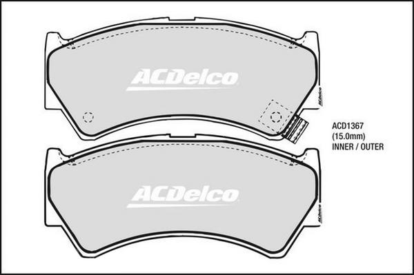 ACDelco ACD1367 - Гальмівні колодки, дискові гальма autocars.com.ua