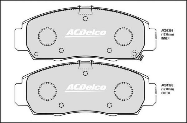 ACDelco ACD1393 - Гальмівні колодки, дискові гальма autocars.com.ua