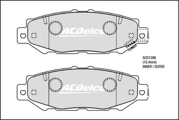 ACDelco ACD1396 - Гальмівні колодки, дискові гальма autocars.com.ua