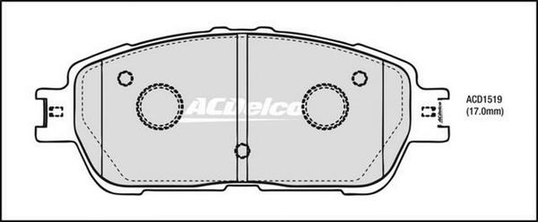 ACDelco ACD1519 - Гальмівні колодки, дискові гальма autocars.com.ua