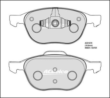 ACDelco ACD1679 - Гальмівні колодки, дискові гальма autocars.com.ua