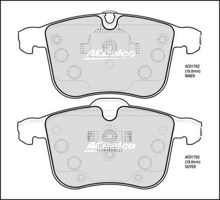 ACDelco ACD1762 - Тормозные колодки, дисковые, комплект autodnr.net