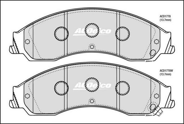 ACDelco ACD1778 - Гальмівні колодки, дискові гальма autocars.com.ua