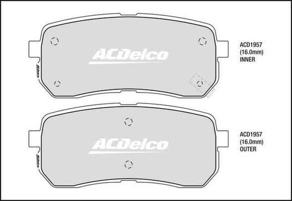 ACDelco ACD1957 - Гальмівні колодки, дискові гальма autocars.com.ua