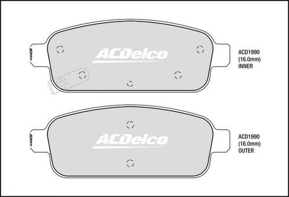 ACDelco ACD1990 - Тормозные колодки, дисковые, комплект autodnr.net