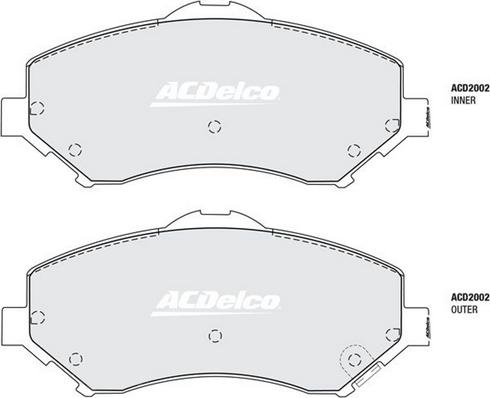 ACDelco ACD2002 - Гальмівні колодки, дискові гальма autocars.com.ua