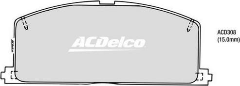 ACDelco ACD308 - Гальмівні колодки, дискові гальма autocars.com.ua