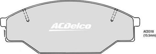 ACDelco ACD318 - Гальмівні колодки, дискові гальма autocars.com.ua