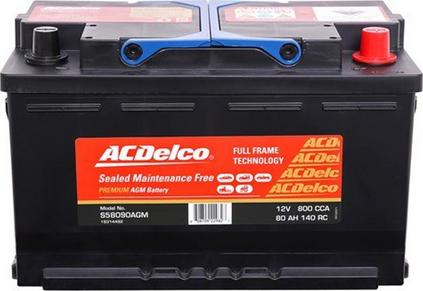 ACDelco S58090AGM - Стартерная аккумуляторная батарея, АКБ autodnr.net