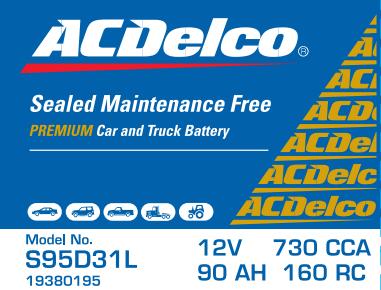 ACDelco S95D31LHD - Стартерна акумуляторна батарея, АКБ autocars.com.ua