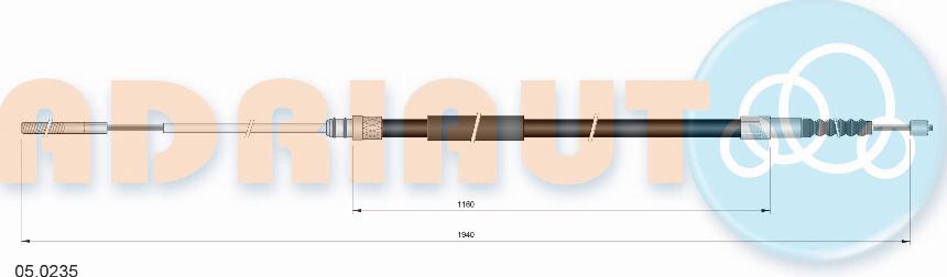 Adriauto 05.0235 - Трос, гальмівна система autocars.com.ua