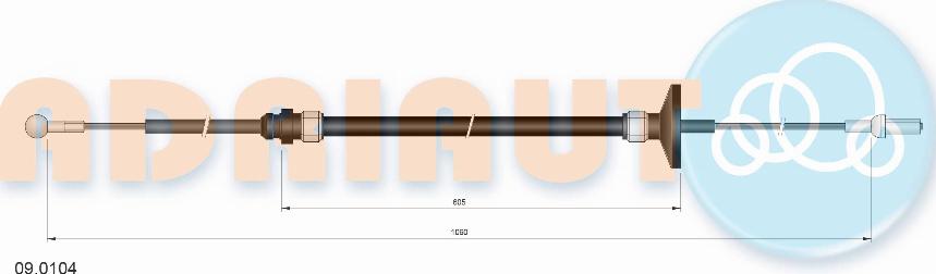 Adriauto 09.0104 - Трос, управління зчепленням autocars.com.ua