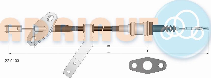 Adriauto 22.0103 - Трос, управління зчепленням autocars.com.ua