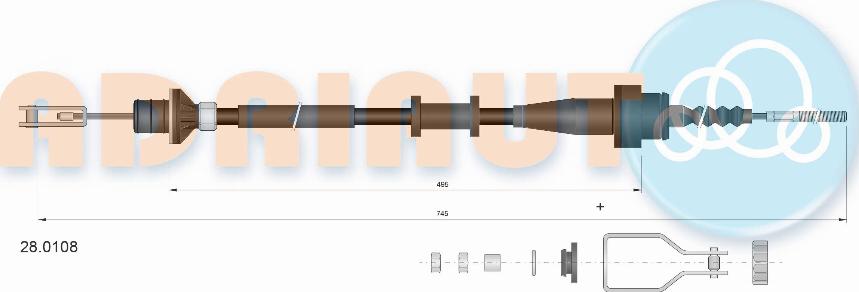 Adriauto 28.0108 - Трос, управління зчепленням autocars.com.ua