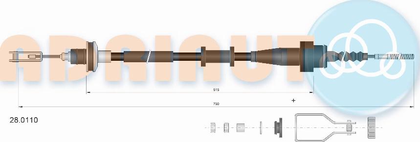 Adriauto 28.0110 - Трос, управління зчепленням autocars.com.ua