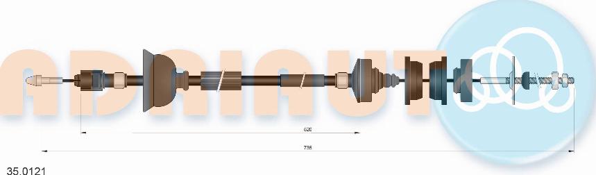 Adriauto 35.0121 - Трос, управління зчепленням autocars.com.ua
