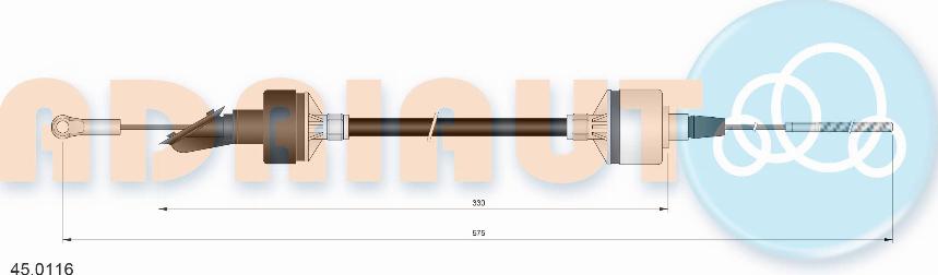 Adriauto 45.0116 - Трос, управління зчепленням autocars.com.ua