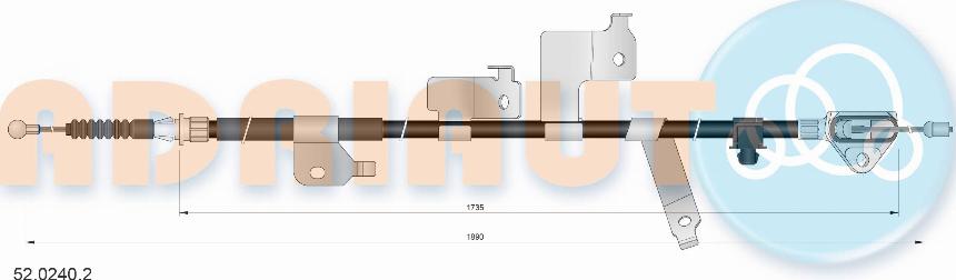 Adriauto 52.0240.2 - Трос, гальмівна система autocars.com.ua