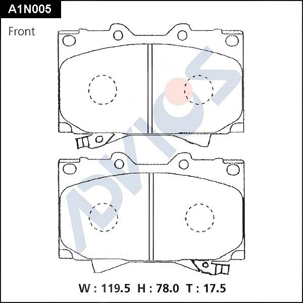 Advics A1N005 - Гальмівні колодки, дискові гальма autocars.com.ua