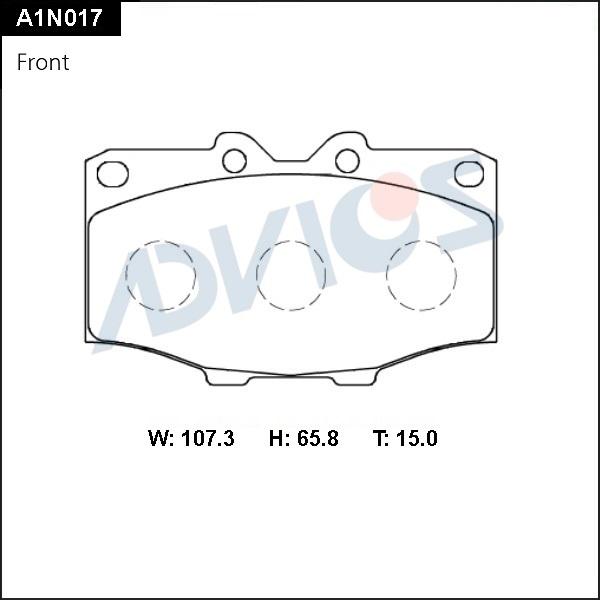 Advics A1N017 - Тормозные колодки, дисковые, комплект avtokuzovplus.com.ua