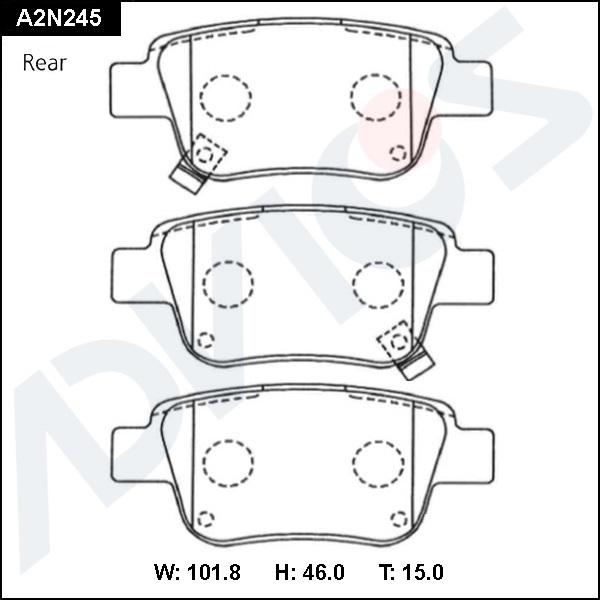 Advics A2N245 - Гальмівні колодки, дискові гальма autocars.com.ua