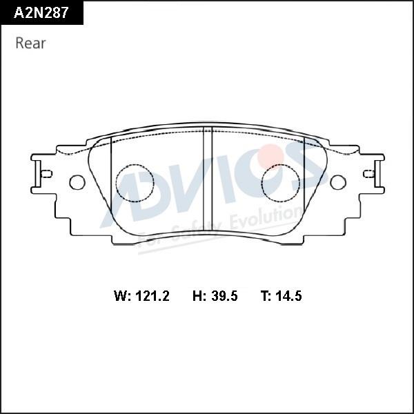 Advics A2N287 - Гальмівні колодки, дискові гальма autocars.com.ua