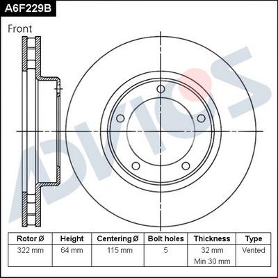 Advics A6F229B - Тормозной диск avtokuzovplus.com.ua