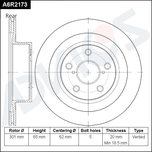 ADVICS A6R2173 - Гальмівний диск autocars.com.ua