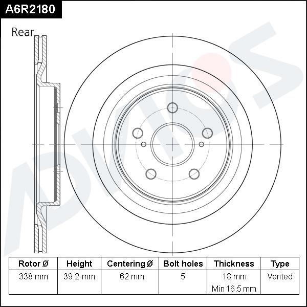 ADVICS A6R2180 - Гальмівний диск autocars.com.ua