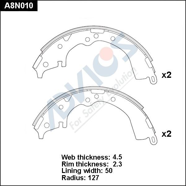 Advics A8N010 - Комплект гальм, барабанний механізм autocars.com.ua