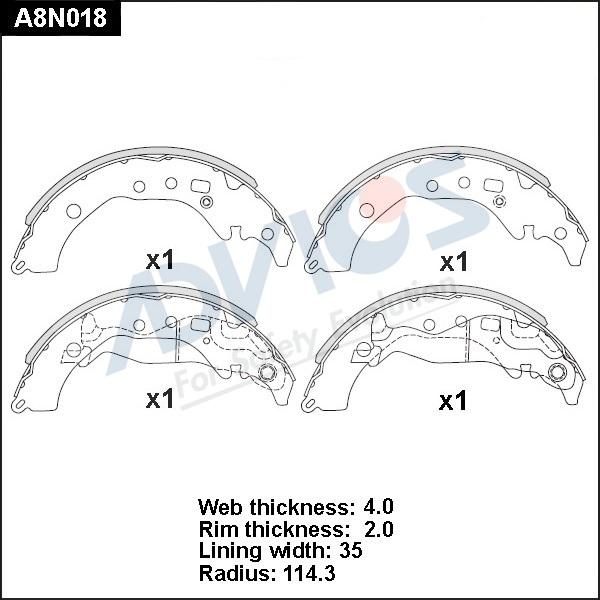 Advics A8N018 - Комплект гальм, барабанний механізм autocars.com.ua