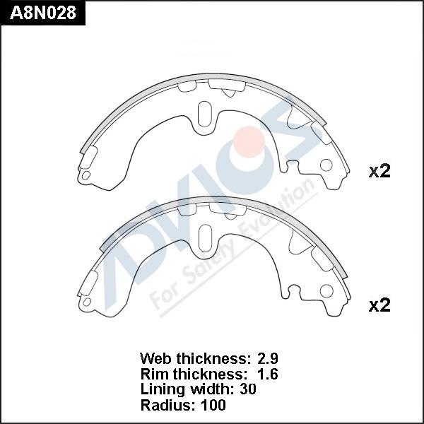 Advics A8N028 - Комплект гальм, барабанний механізм autocars.com.ua