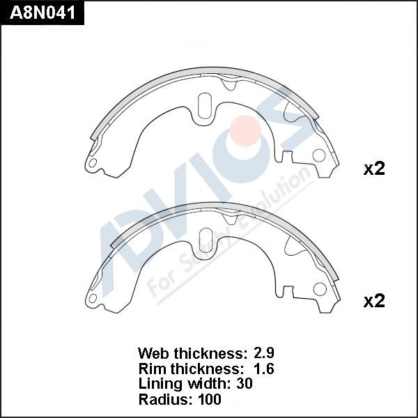 Advics A8N041 - Комплект гальм, барабанний механізм autocars.com.ua