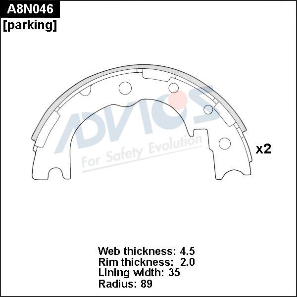 Advics A8N046 - Комплект гальм, барабанний механізм autocars.com.ua