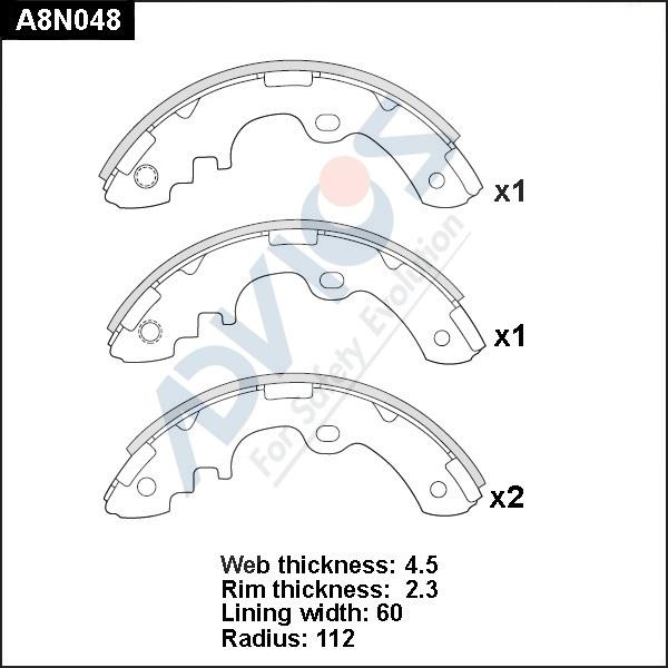 Advics A8N048 - Комплект тормозных колодок, барабанные avtokuzovplus.com.ua