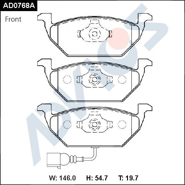 ADVICS AD0768A - Гальмівні колодки, дискові гальма autocars.com.ua