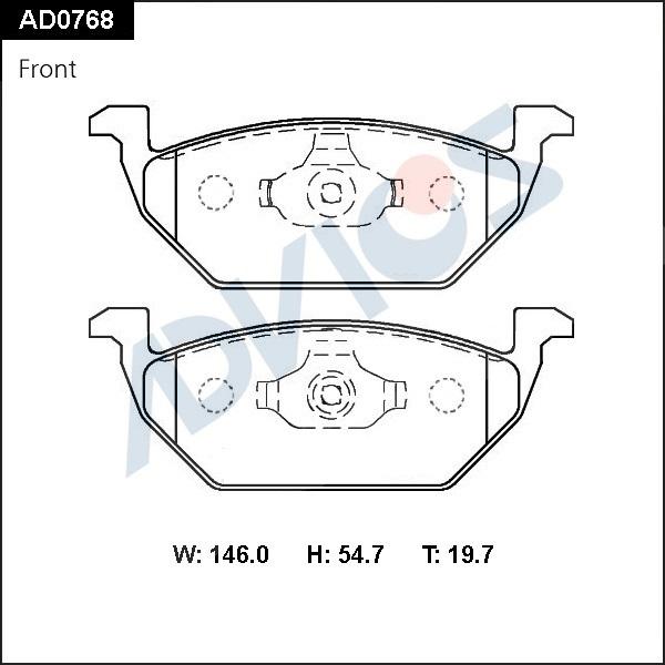 ADVICS AD0768 - Гальмівні колодки, дискові гальма autocars.com.ua